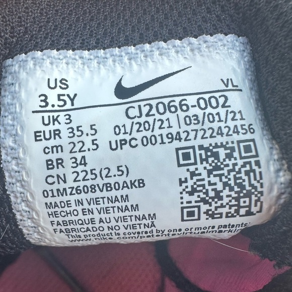 Nike Downshifter Girls Black/Pink Running Shoes  Size 3.5 - Picture 5 of 5